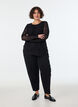 Mesh blouse met paisleyprint en asymmetrische zoom, Zwart, Model image number 1