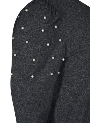 Top met lange mouwen en decoratieve parels , Dark Grey Melange, Packshot image number 3