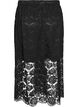 Kanten midirok met een elastische tailleband, Zwart, Packshot image number 1