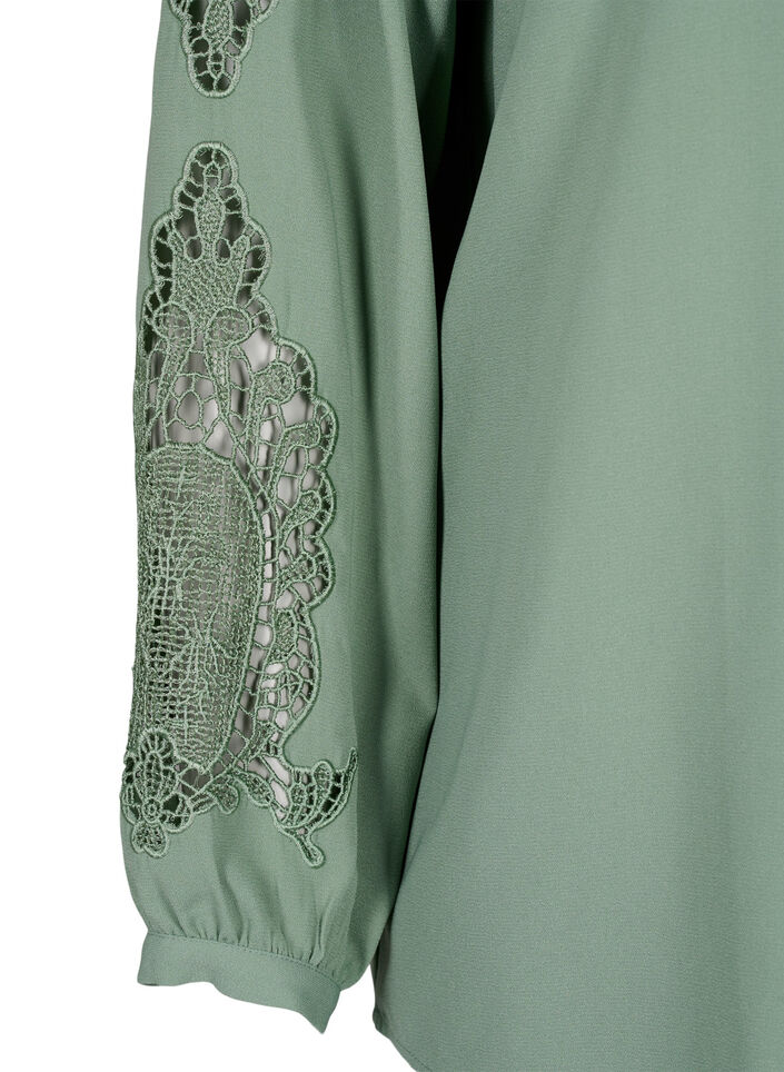 Blouse met lange mouwen en gehaakte details, Green Bay, Packshot image number 3