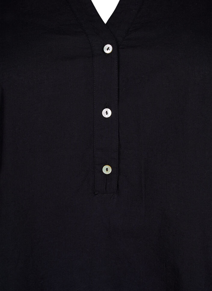 Shirt blouse met broderie anglaise en 3/4-mouwen, Black, Packshot image number 2