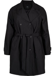Trenchcoat met riem en split, Black