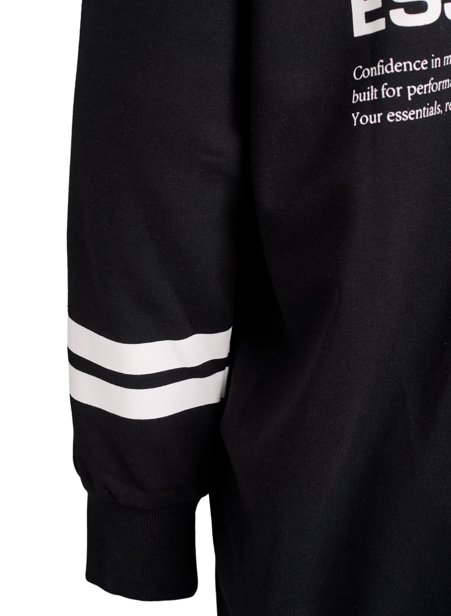 Zizzi Lange sweatvest met printdetails, Zwart, Packshot image number 4