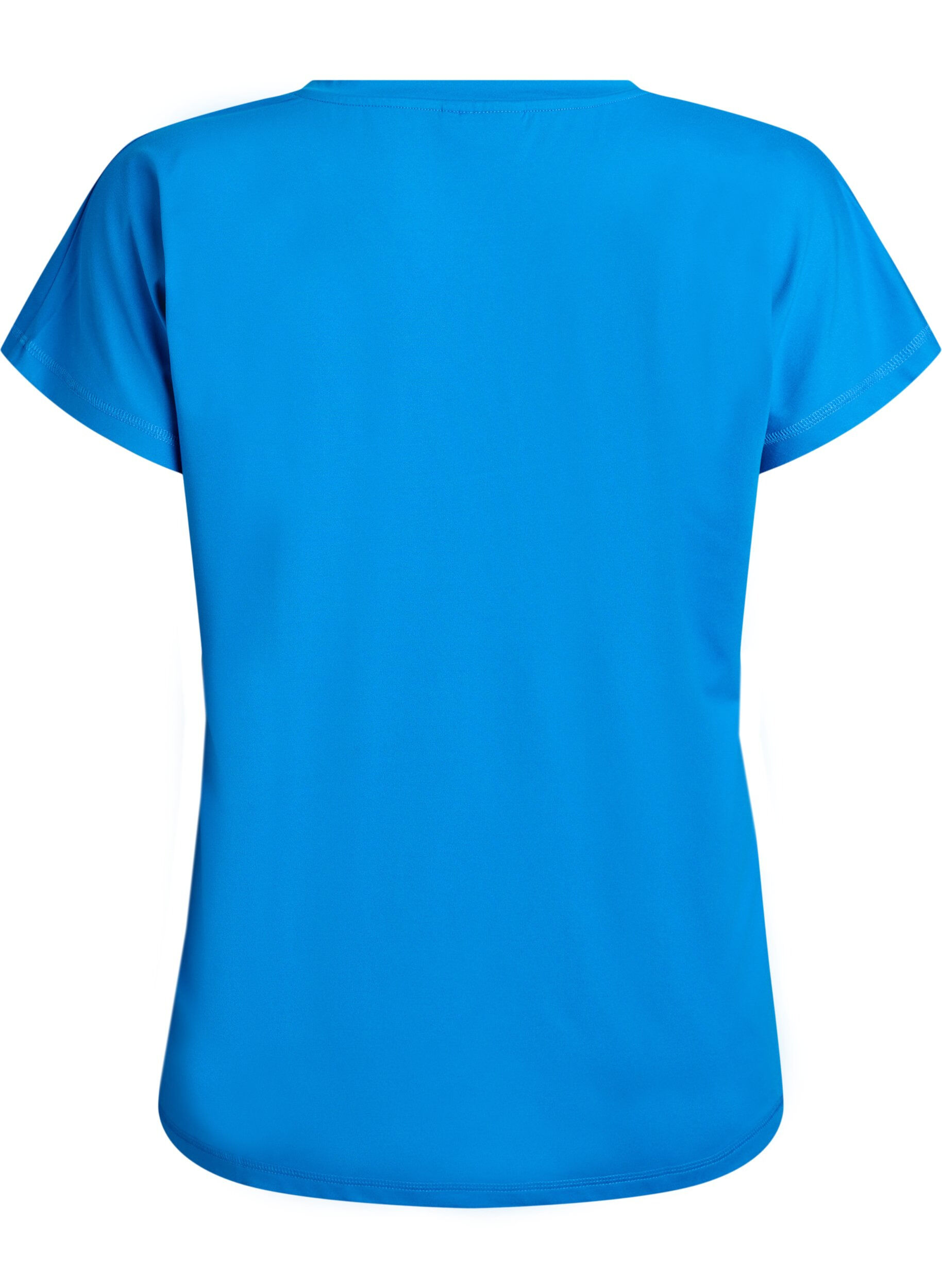 Zizzi Losvallend trainings-T-shirt met V-hals, Blauw, Packshot image number 1