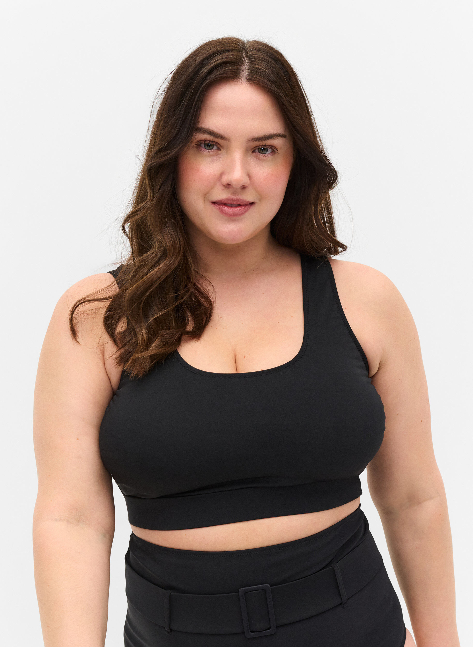 Zizzi Bikinitop met print en ronde hals, Black, Model image number 0