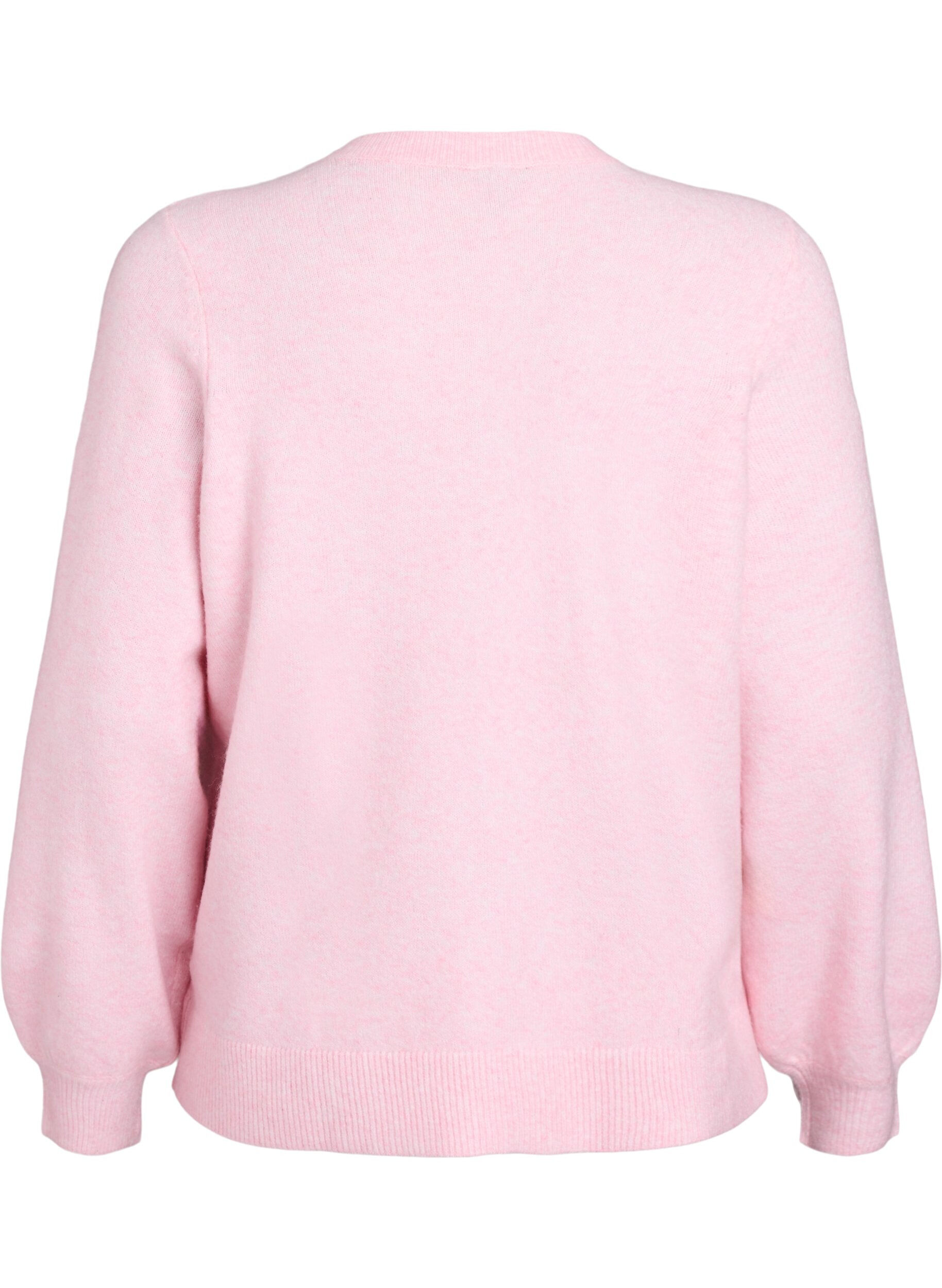 Zizzi Cardigan in zacht breisel met goudkleurige knopen, Roze, Packshot image number 1