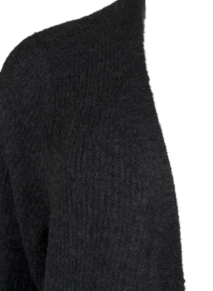 FLASH - Geribde cardigan met splitten, Dark Grey Melange, Packshot image number 2