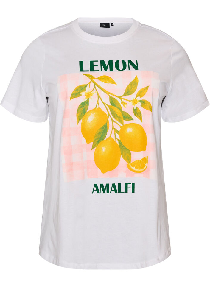 Katoenen T-shirt met print, Wit, Packshot image number 0