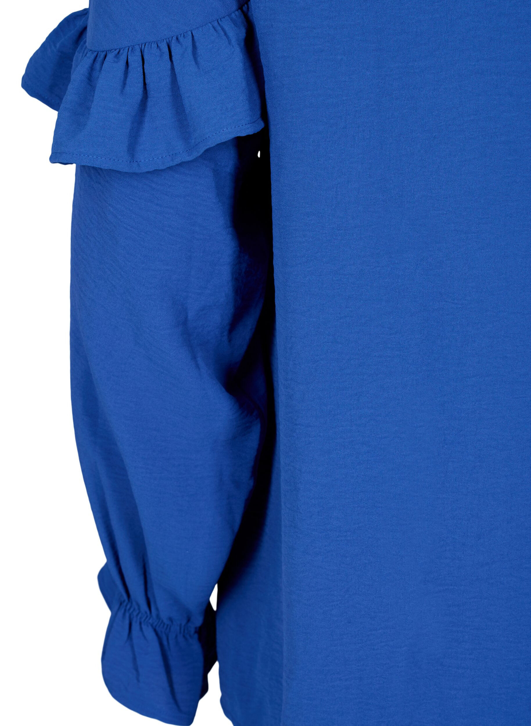 Zizzi Blouse met ruches en knopen, Deep Ultramarine, Packshot image number 3