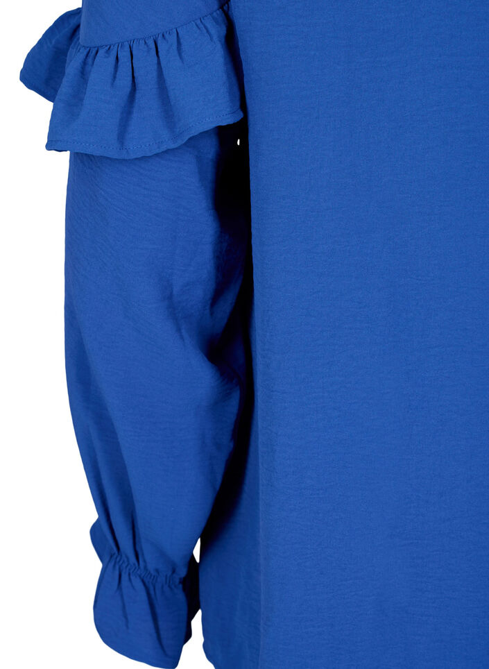 Blouse met ruches en knopen, Deep Ultramarine, Packshot image number 3