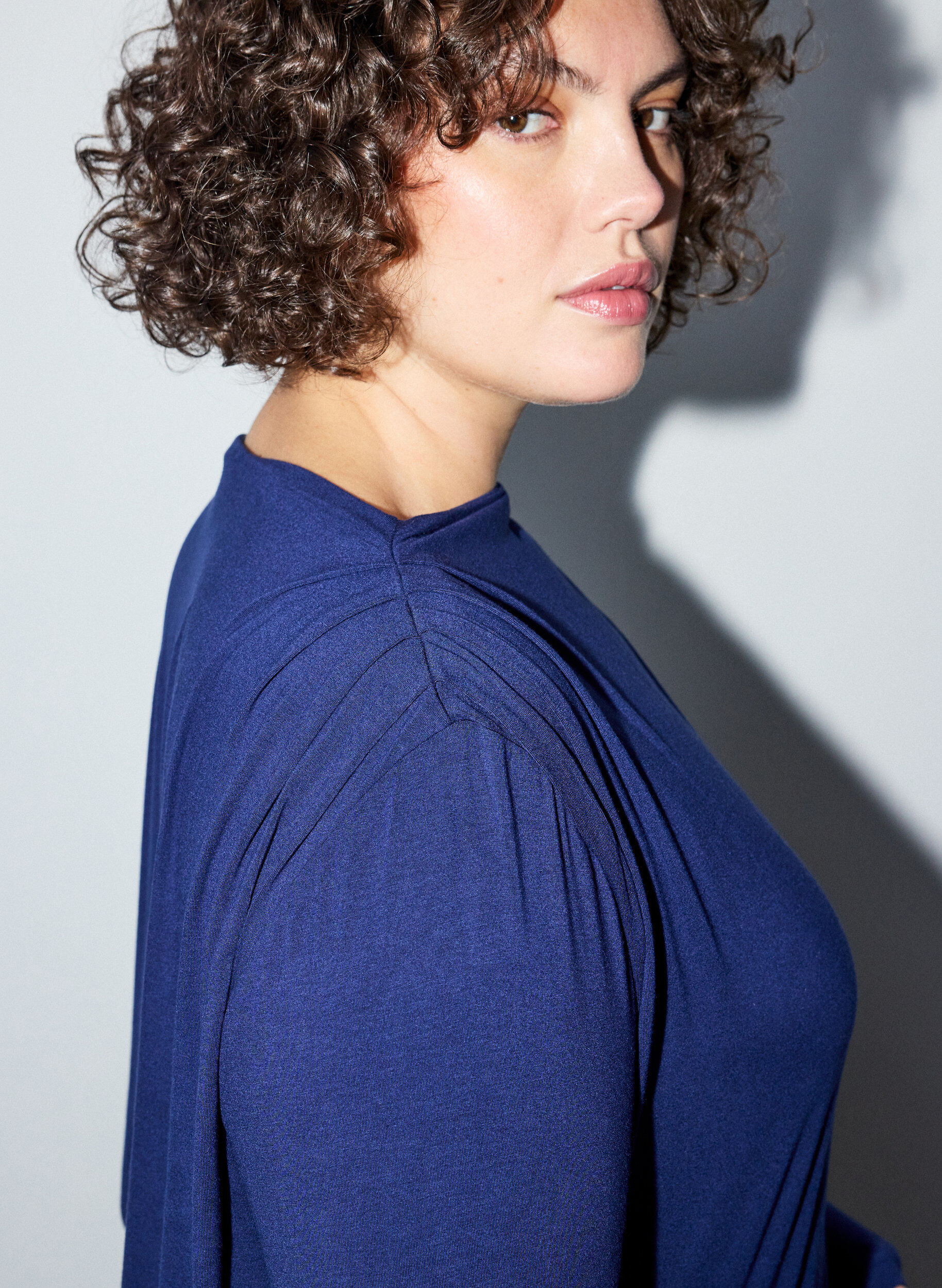 ZizziBlouse met boothals en ballonpasvorm, Blauw, Model image number 3