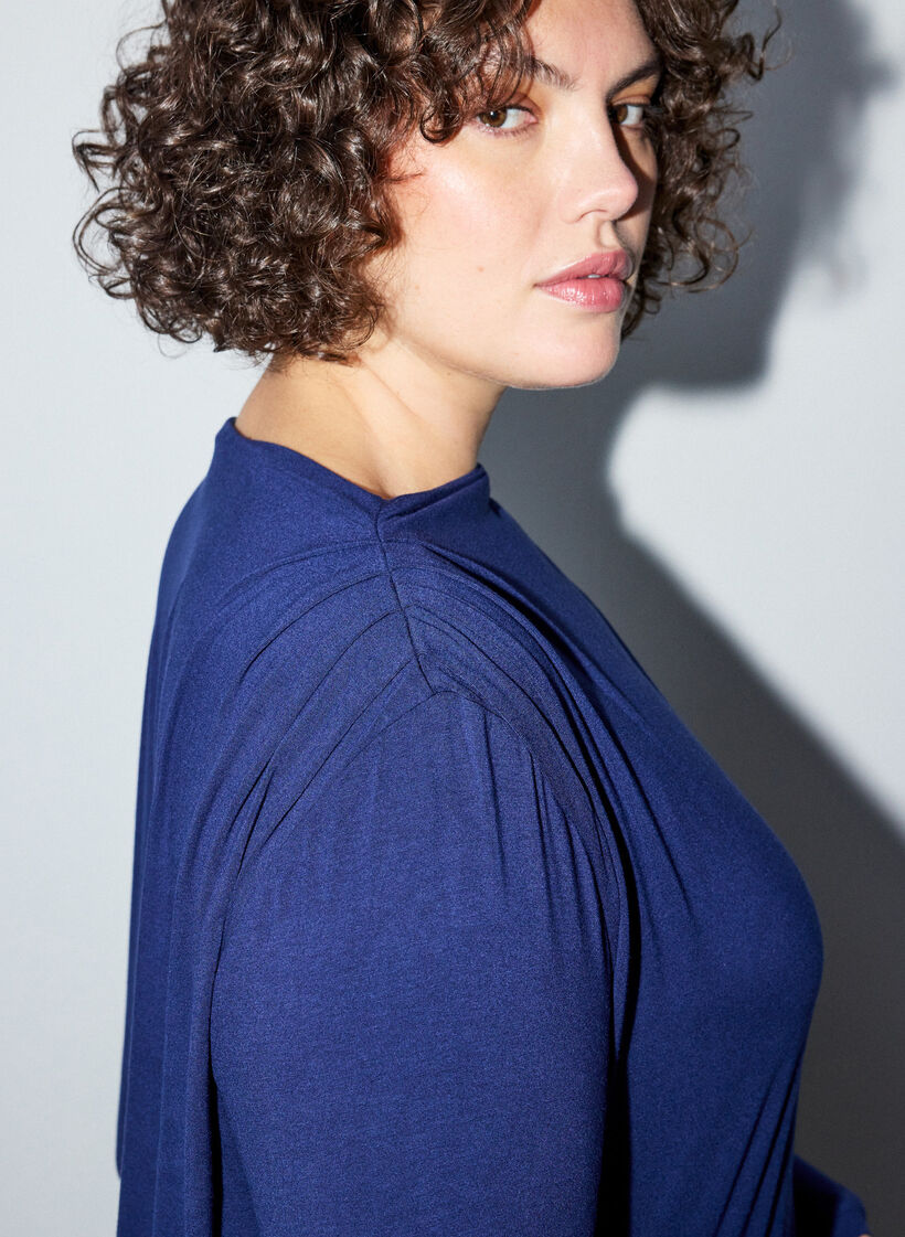 Blouse met boothals en ballonpasvorm, Blauw, Model image number 3
