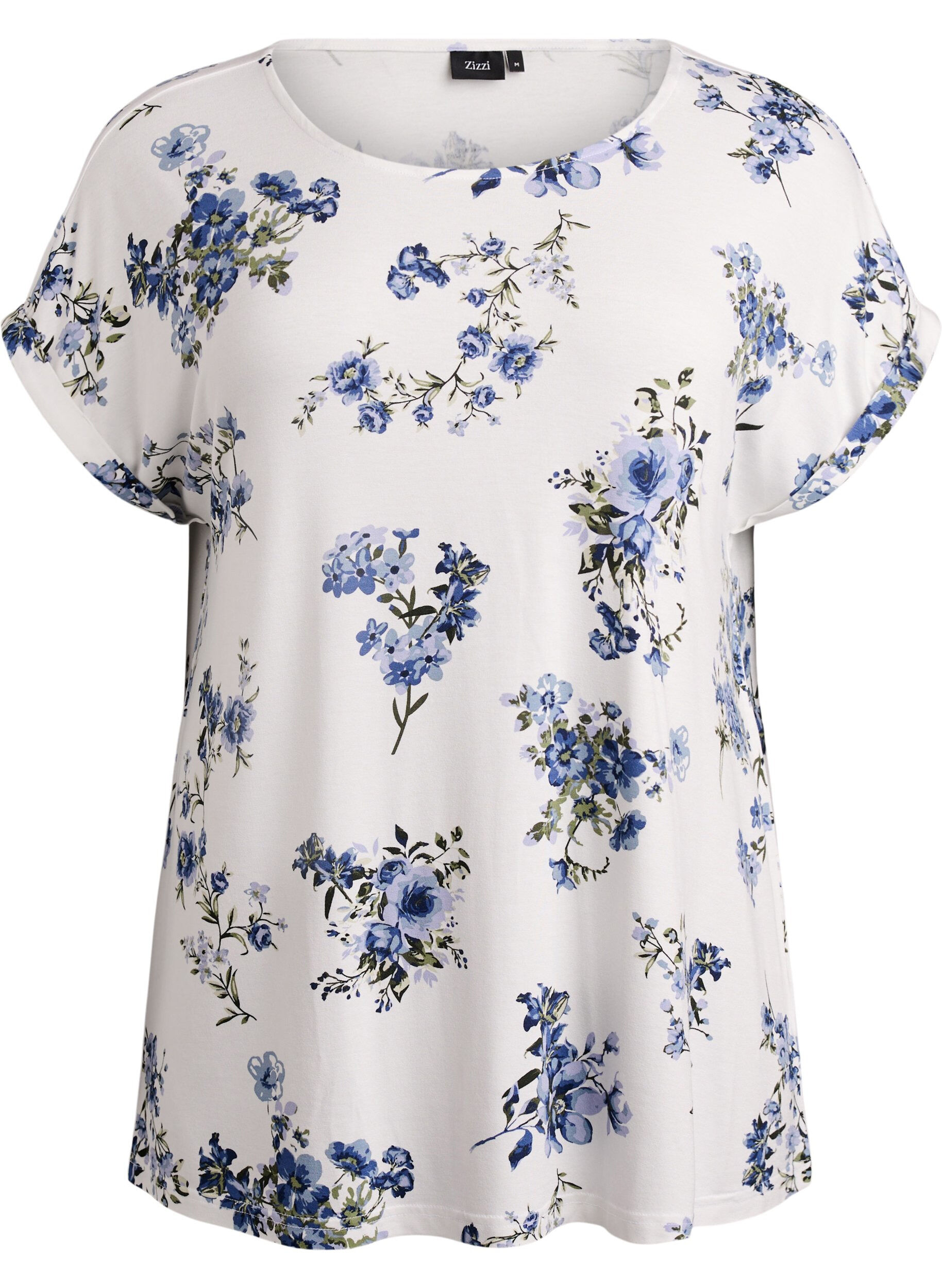 Zizzi T-shirt met bloemenprint, Vanille, Packshot image number 0