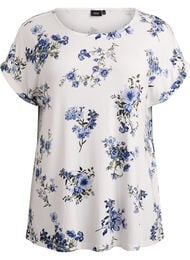 T-shirt met bloemenprint, Vanille