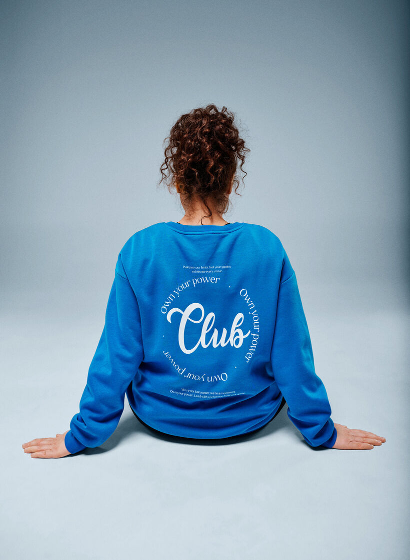 Sweatshirt met tekst print, Blauw, Image image number 0
