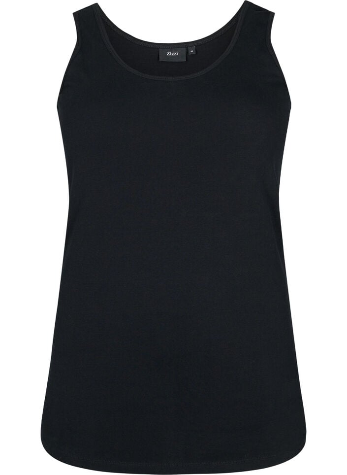 Effen gekleurd basic top in katoen, Zwart, Packshot image number 0
