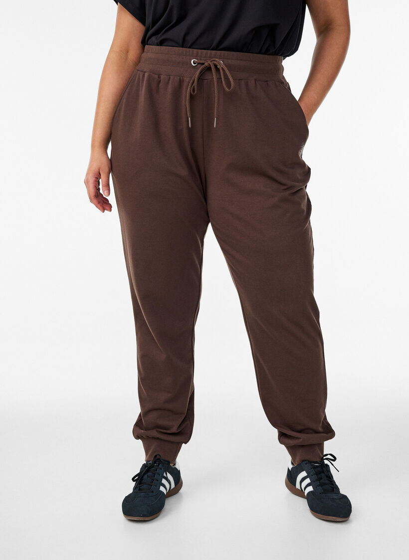 Losse trainingsbroek met zakken, Bruin, Model image number 0