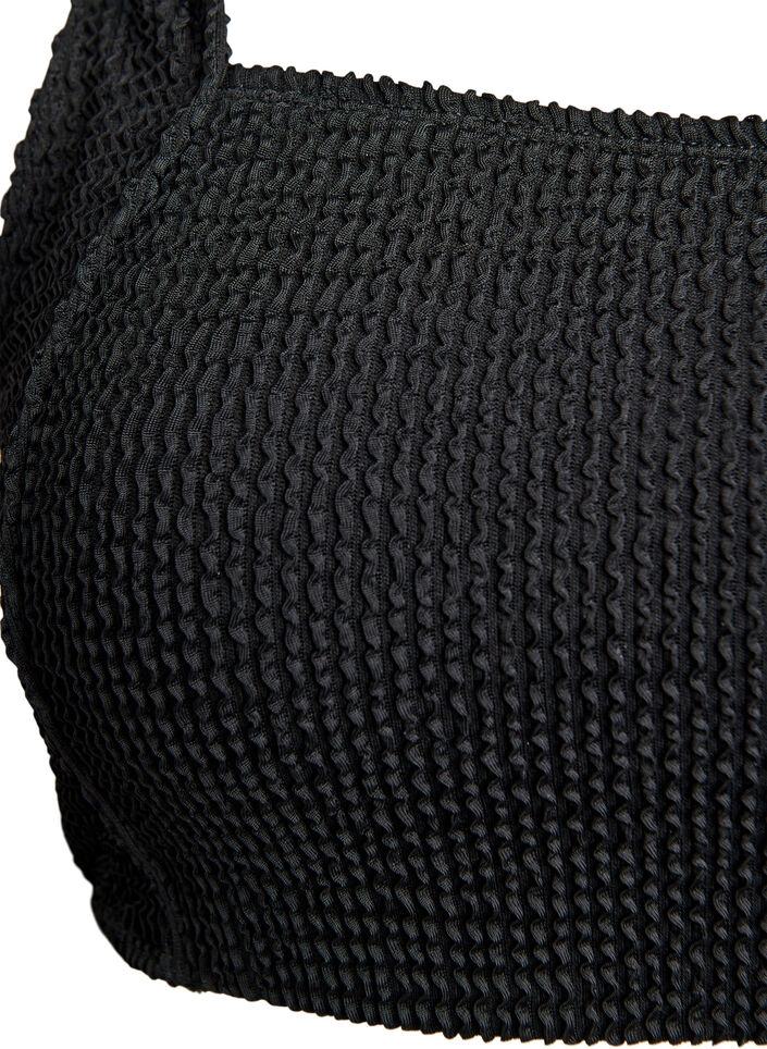 Crepe bikini top met verstelbare bandjes, Zwart, Packshot image number 2