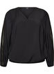 Blouse met balloneffect en chiffondetails, Zwart, Packshot image number 0