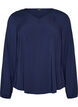 Viscose blouse met V-hals en afgeronde zoom, Blauw, Packshot image number 0