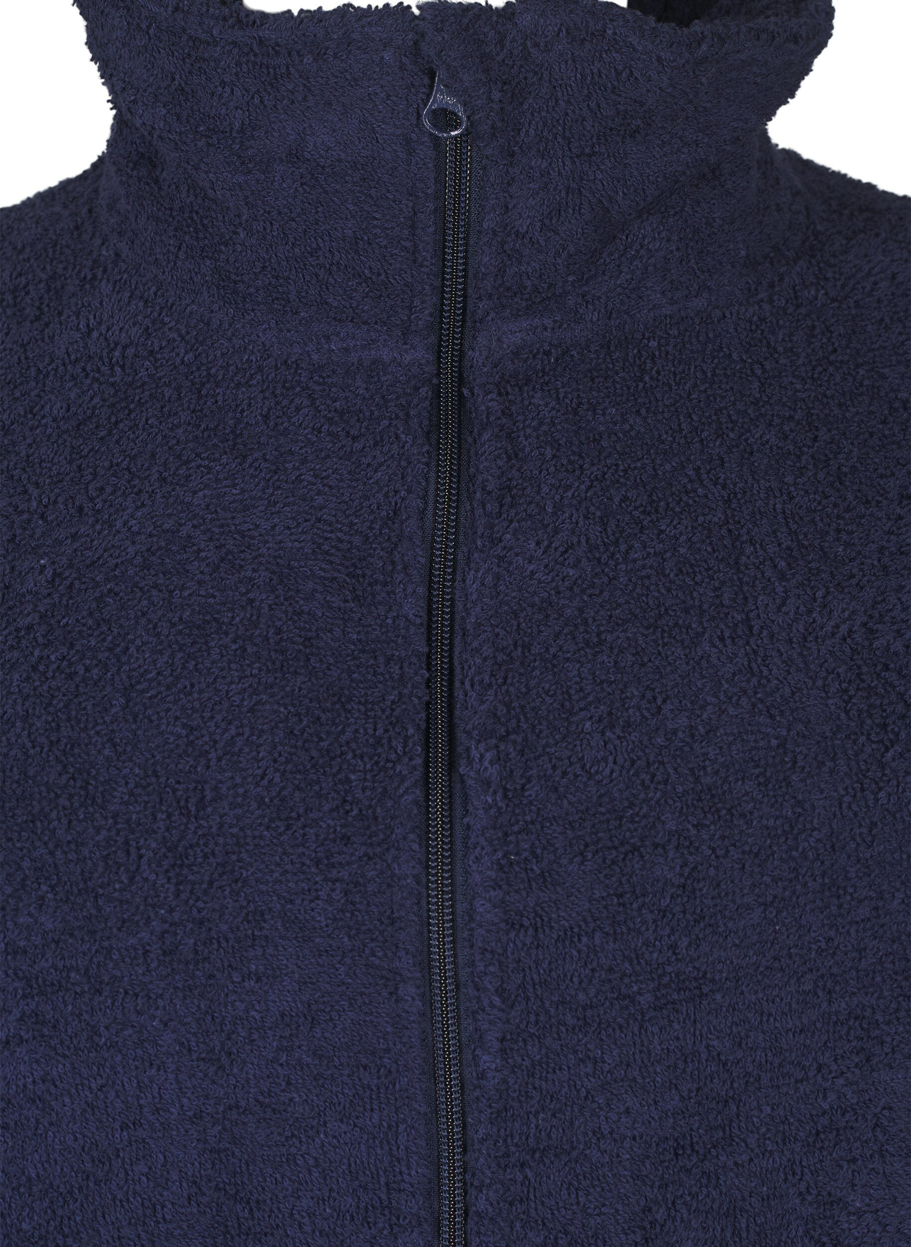 Zizzi Badjas van badstof met ritssluiting, Navy Blazer, Packshot image number 2