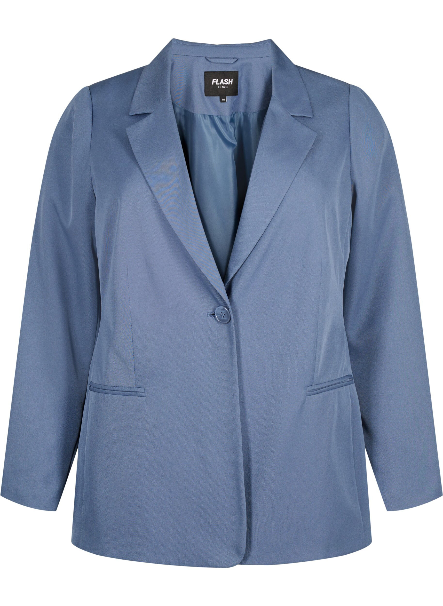 Zizzi FLASH - Eenvoudige blazer met knoop, Blauw, Packshot image number 0