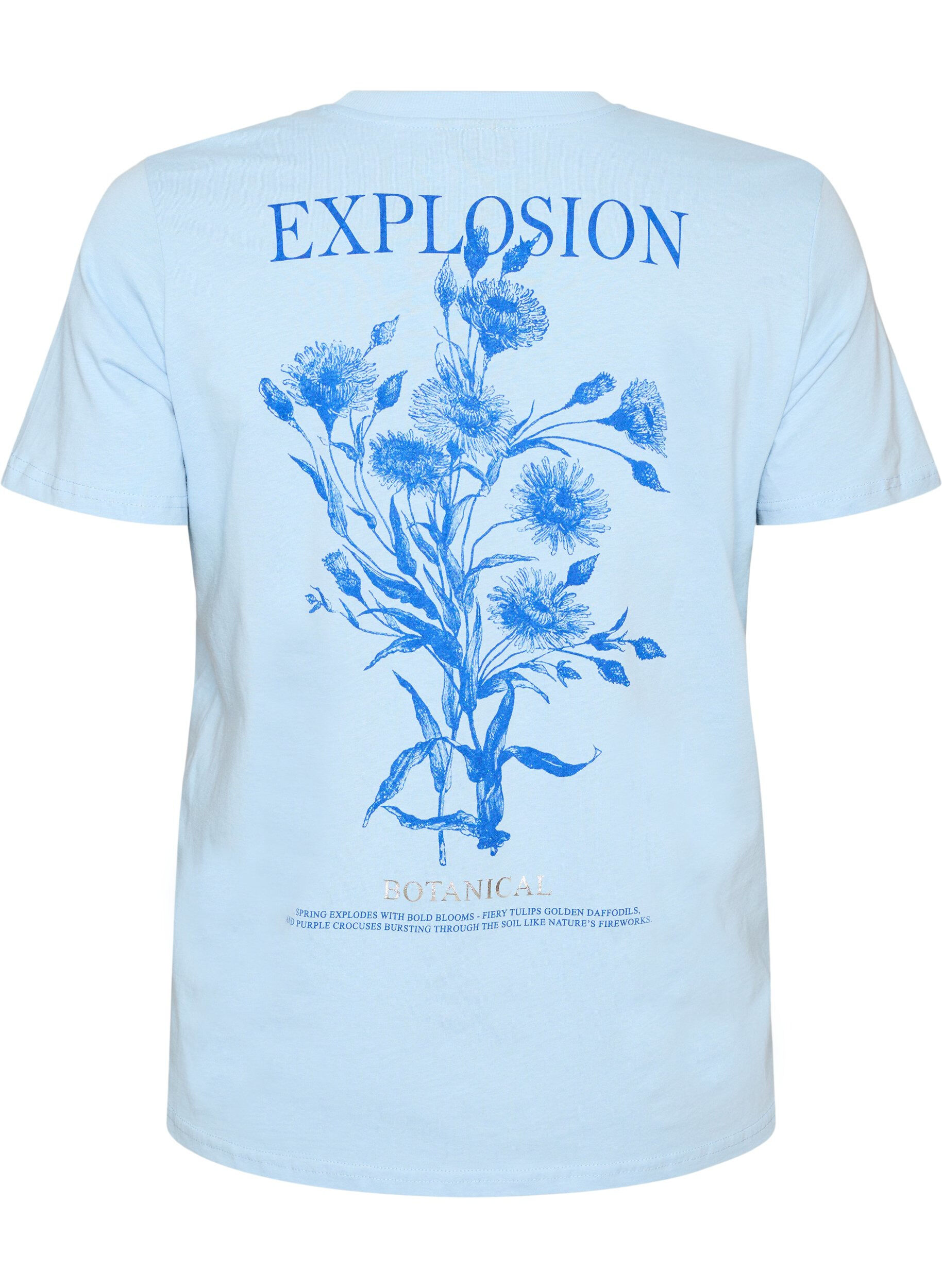 ZizziKatoenen T-shirt met print, Blauw, Packshot image number 1