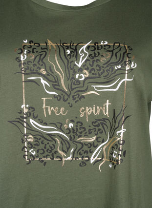 T-shirt van biologisch katoen met gouden opdruk, Thyme W. Free, Packshot image number 2
