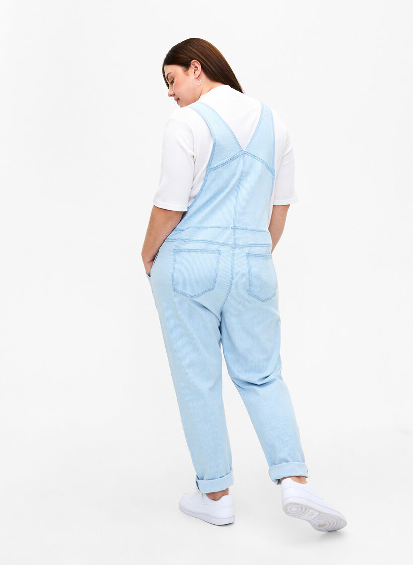 Gestreepte denim overall, L. Blue Denim Stripe, Model image number 1