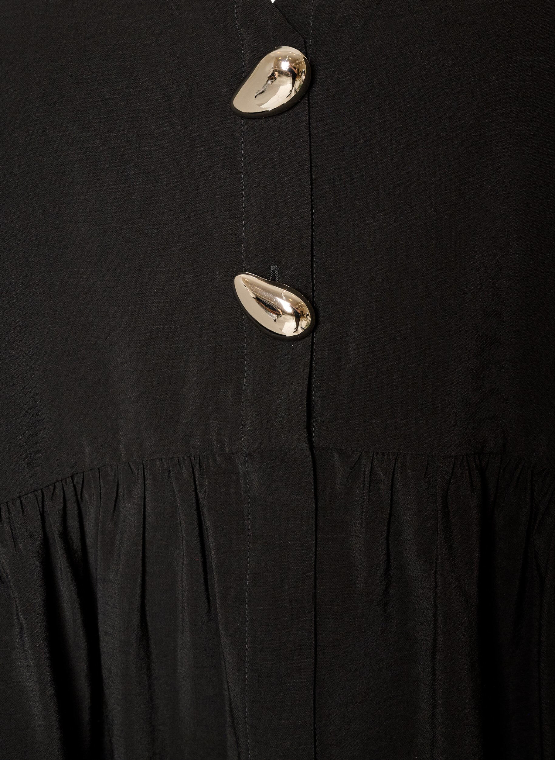 ZizziMouwloze peplumblouse met decoratieve knopen, Zwart, Packshot image number 2