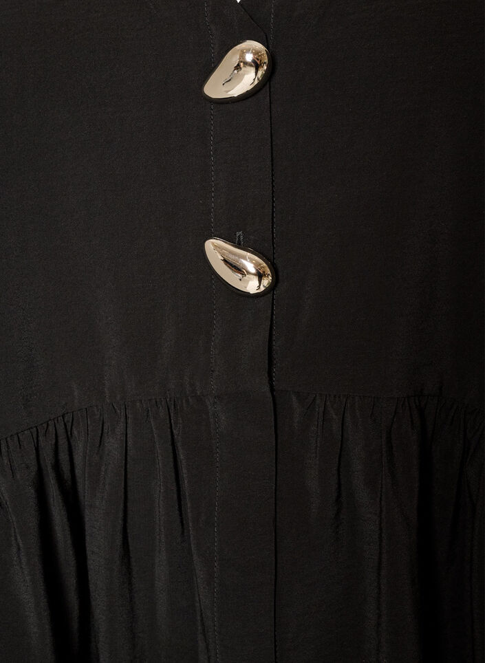 Mouwloze peplumblouse met decoratieve knopen, Zwart, Packshot image number 2