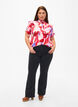 Satijnen shirtblouse met print en ruches, Geranium Graphic AOP, Model image number 2