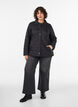 Licht gewatteerde jas met decoratieve stiksels, Zwart, Model image number 1