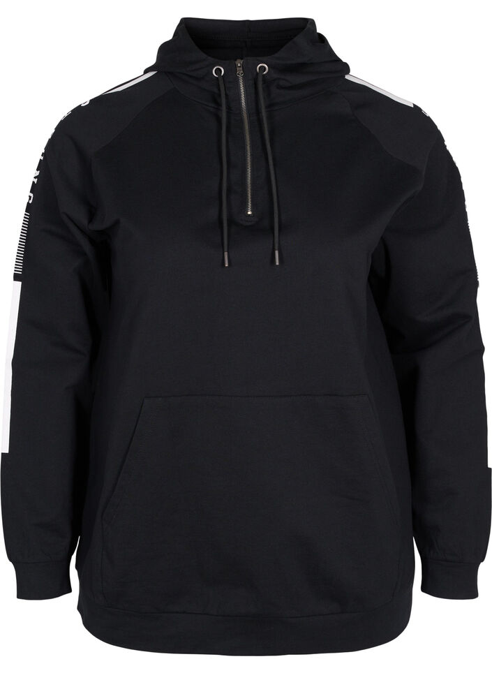 Sweatshirt met capuchon en rits, Black, Packshot image number 0