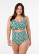 Bloemen bikinitop met ruches, Groen, Model image number 1