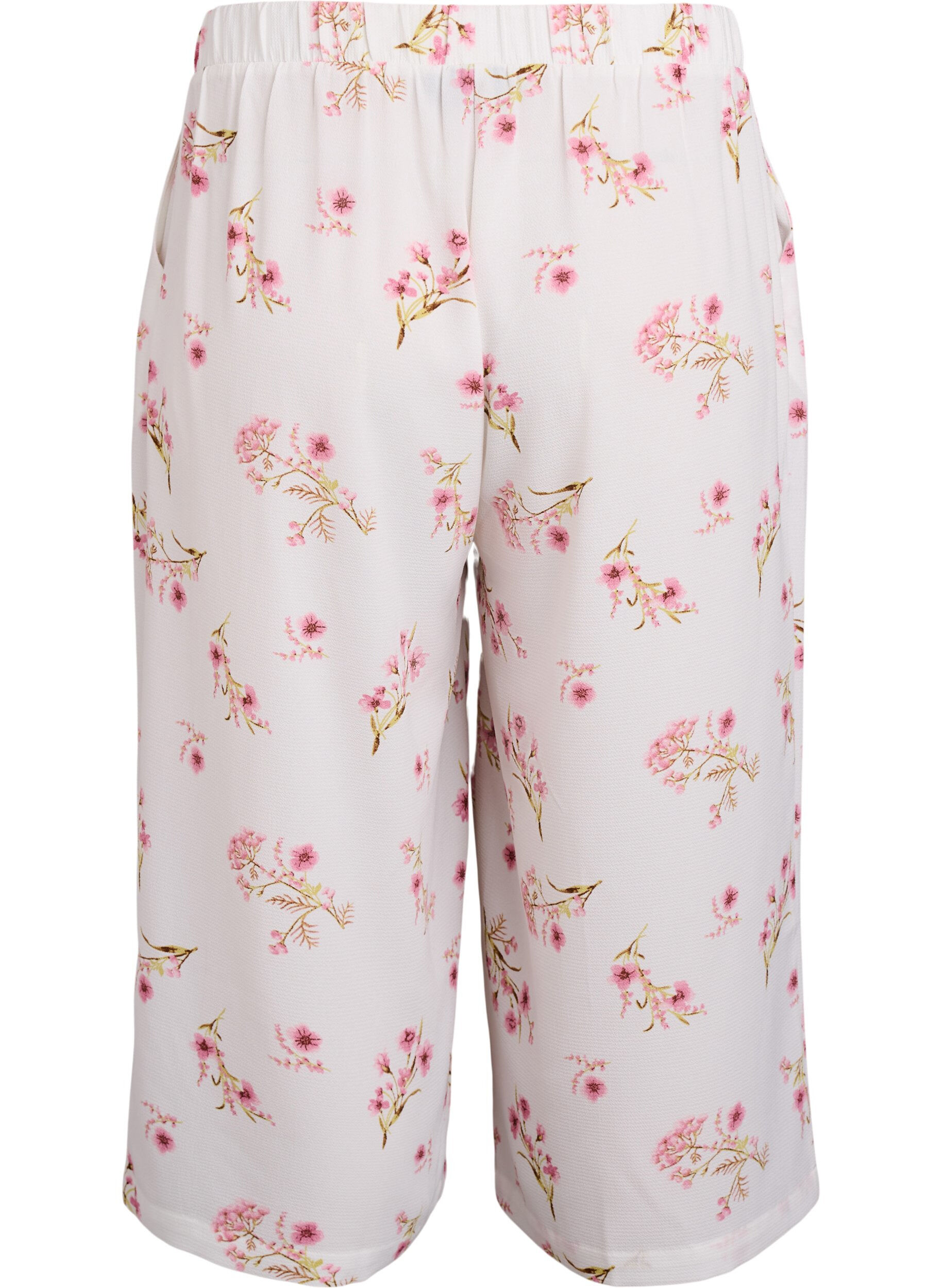Zizzi Culotte broek met print, Wit, Packshot image number 1