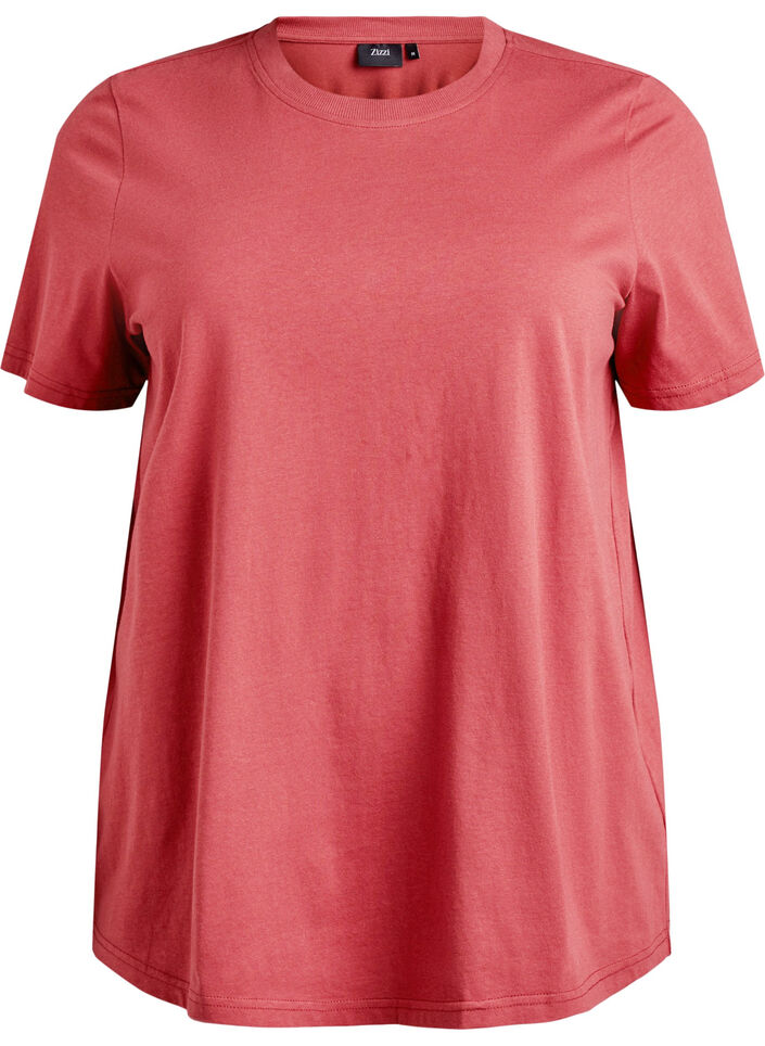 Basic katoenen T-shirt met ronde hals, Rood, Packshot image number 0