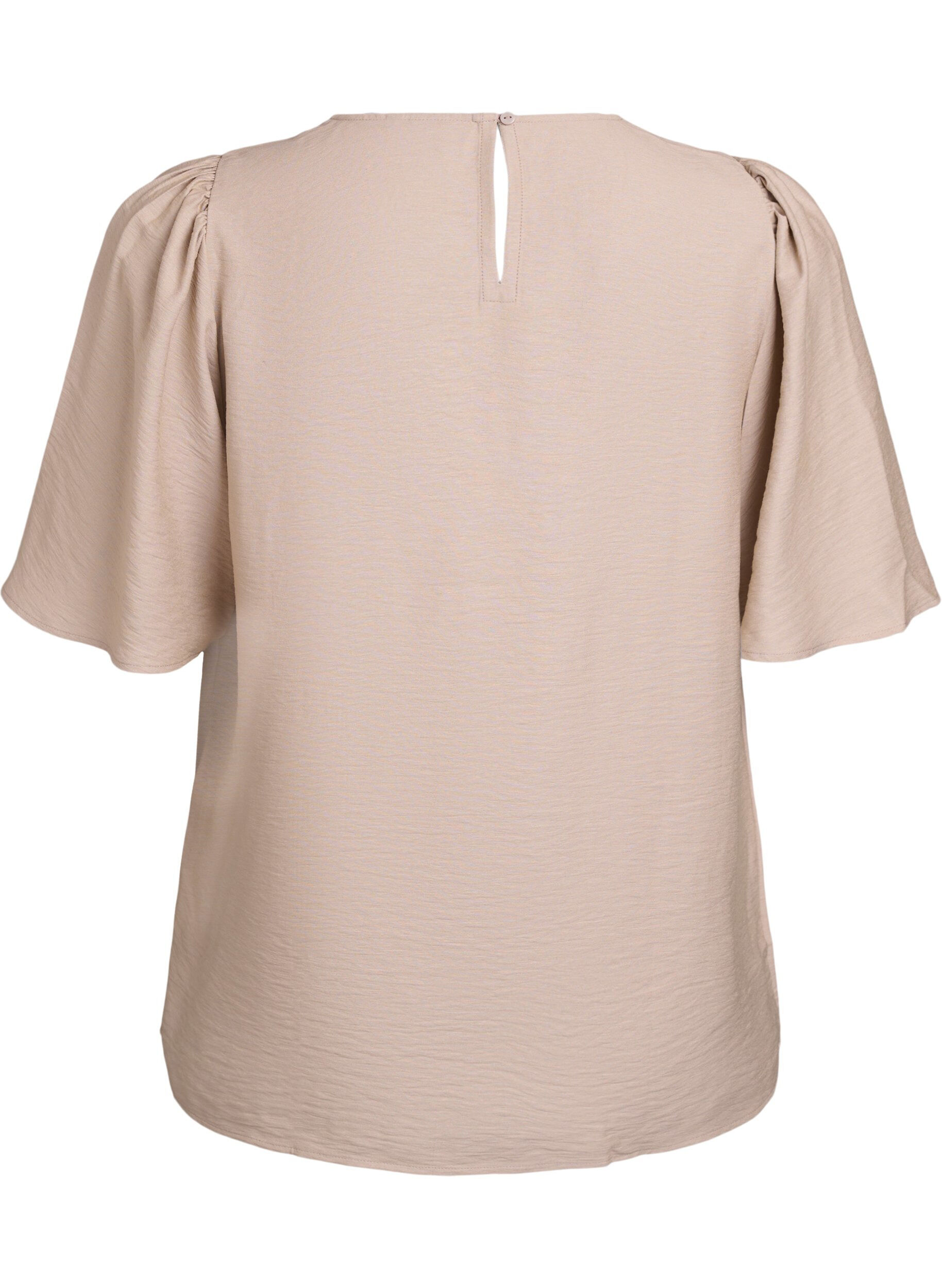 Zizzi Blouse met korte, wijde mouwen, Beige, Packshot image number 1