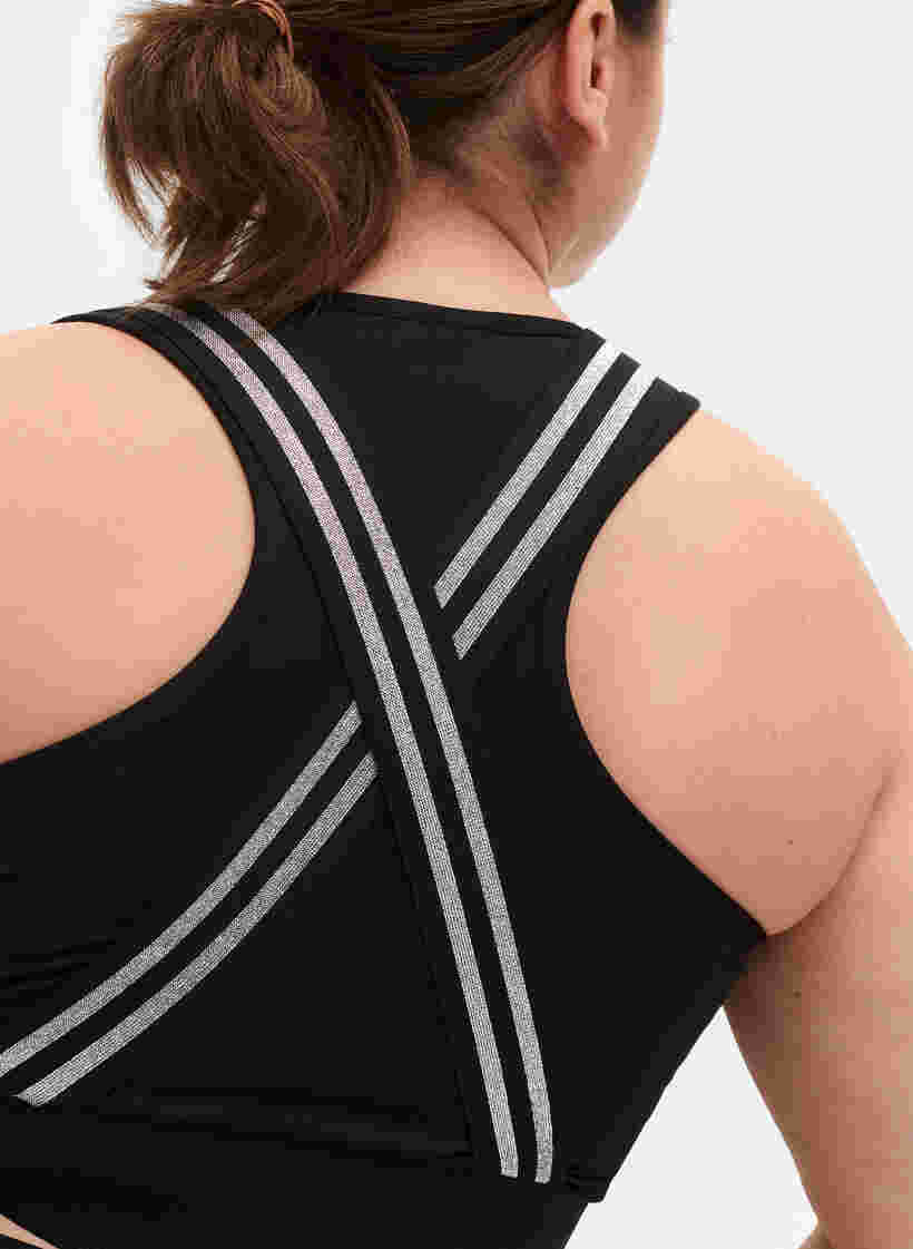 Sportbeha met glitter en gekruiste rug, Black w. SilverLurex, Model image number 2