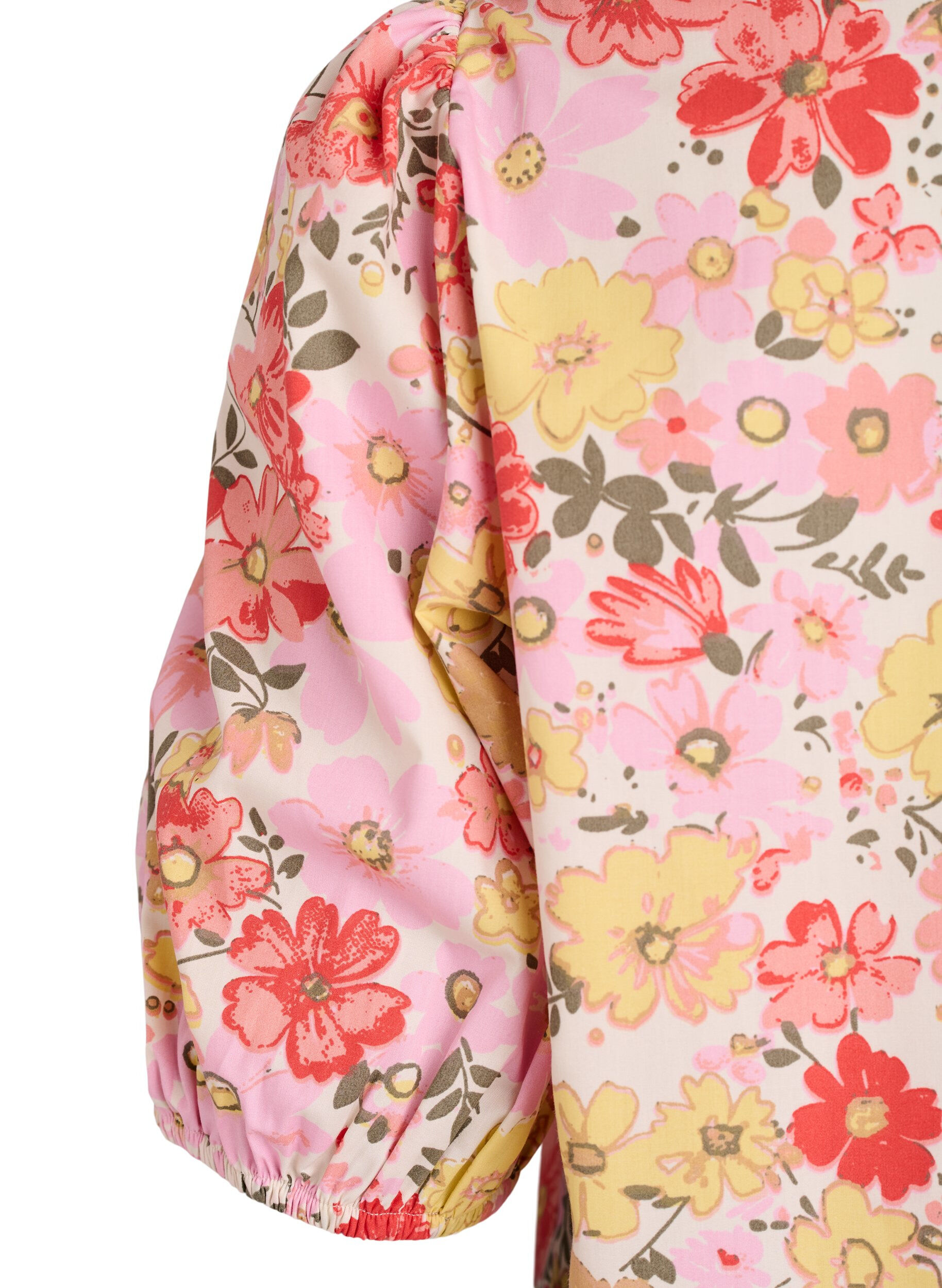 ZizziBloemenblouse met broderiegatwerk en V-hals, Roze, Packshot image number 3