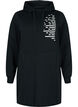 Lang sweatshirt met capuchon en zakken, Black, Packshot image number 0