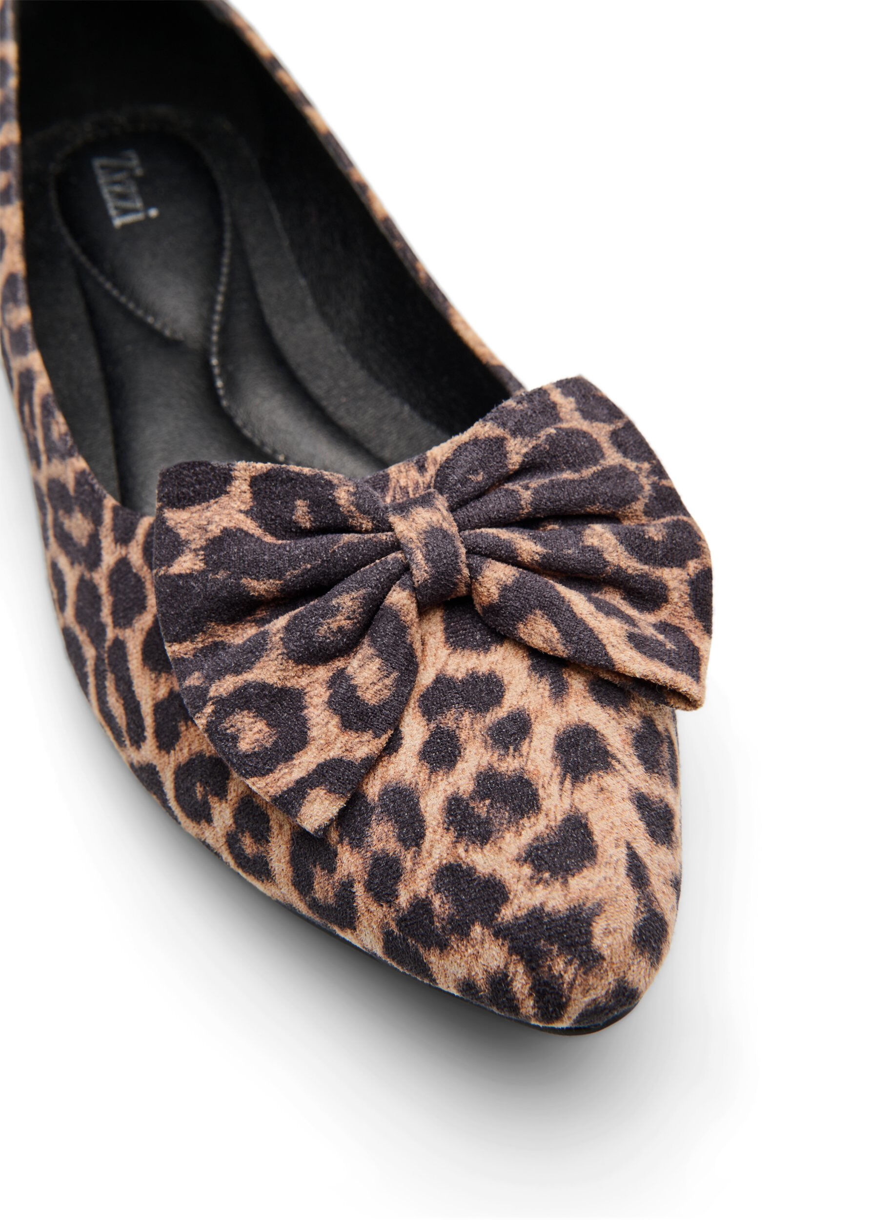 Zizzi Wide fit - Ballerina pumps met een strik, Bruin, Packshot image number 3