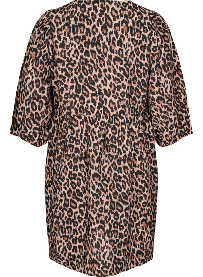 Jurk met strikken en 3/4 mouwen, LEO AOP, Packshot image number 1