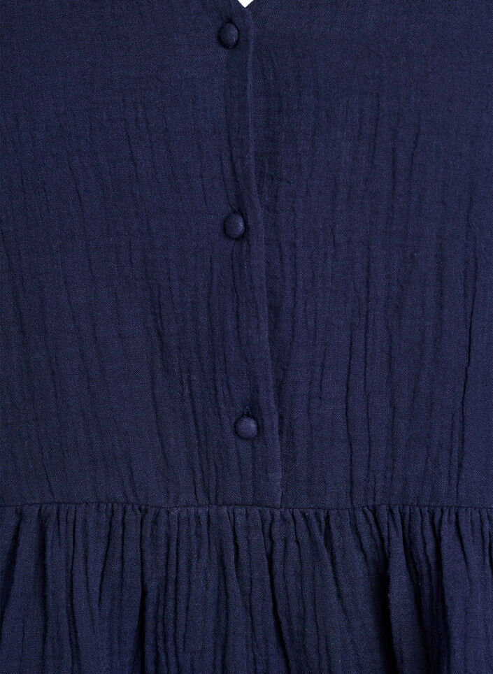 Mouwloze blouse van katoen mousseline met ruches, Blauw, Packshot image number 2