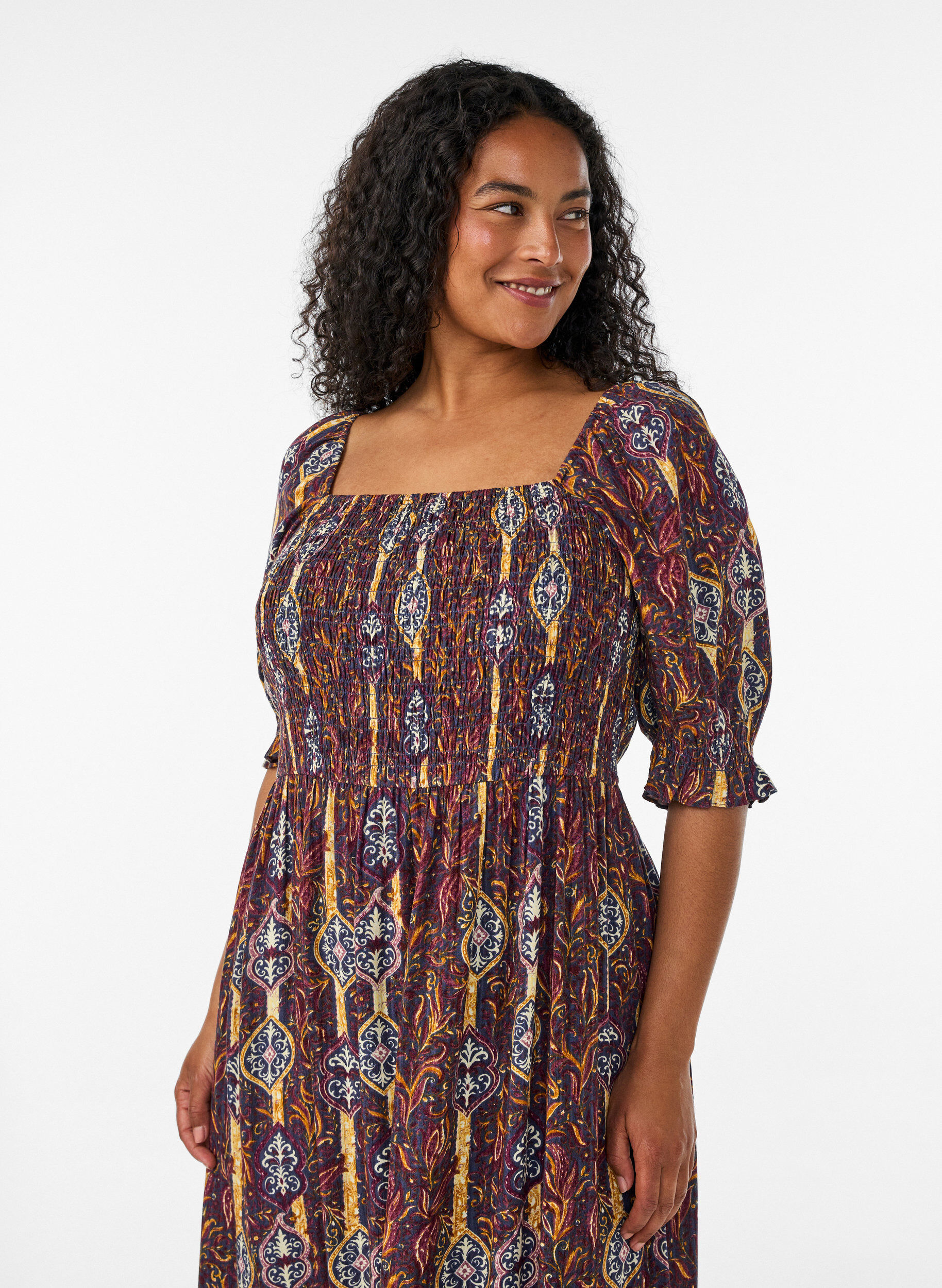 ZizziZomerjurk in viscose met paisley print, Paars, Model image number 2
