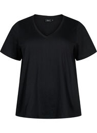 Basic t-shirt met korte mouwen en V-hals, Zwart