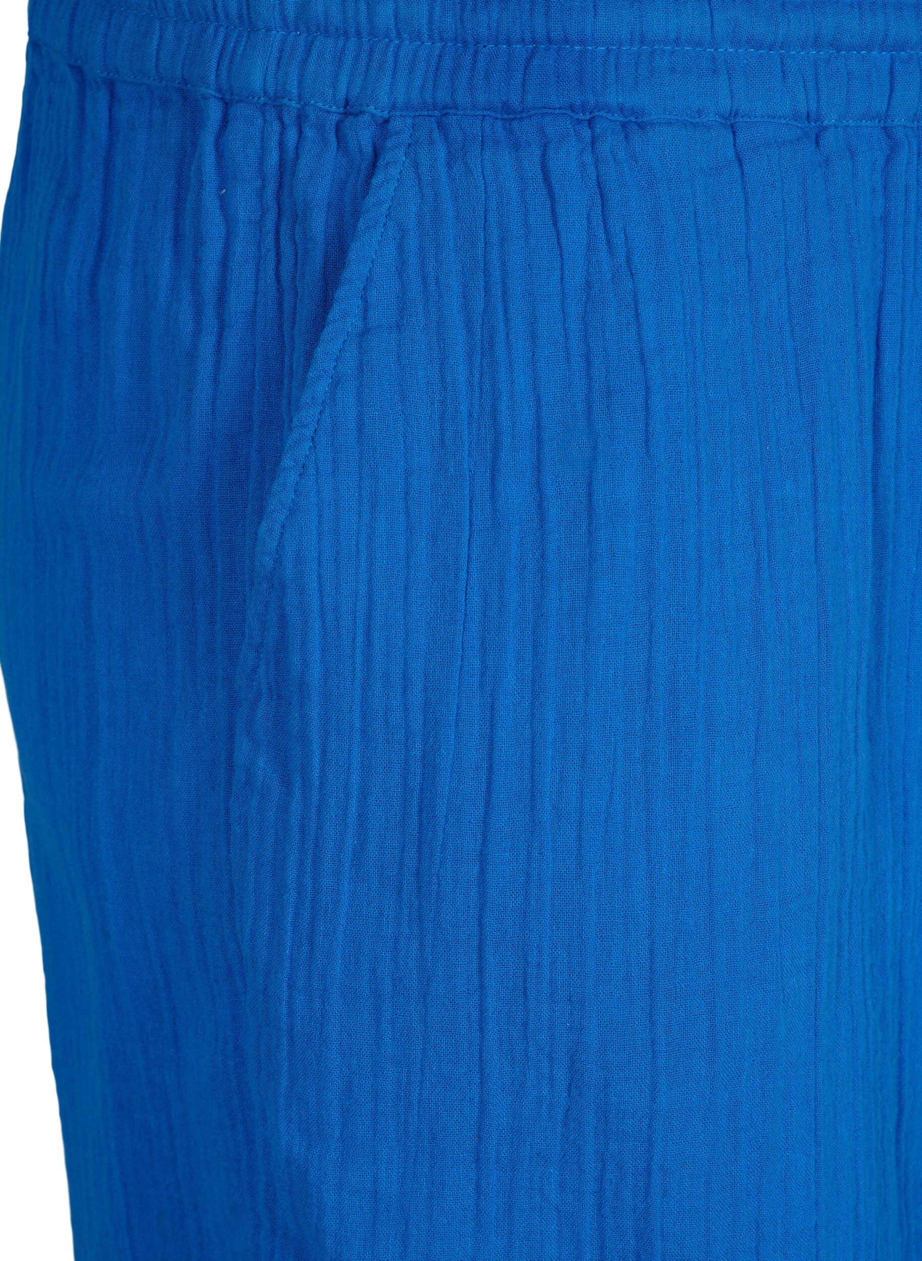 Zizzi Katoenen mousseline korte broek met zakken, Victoria blue, Packshot image number 2
