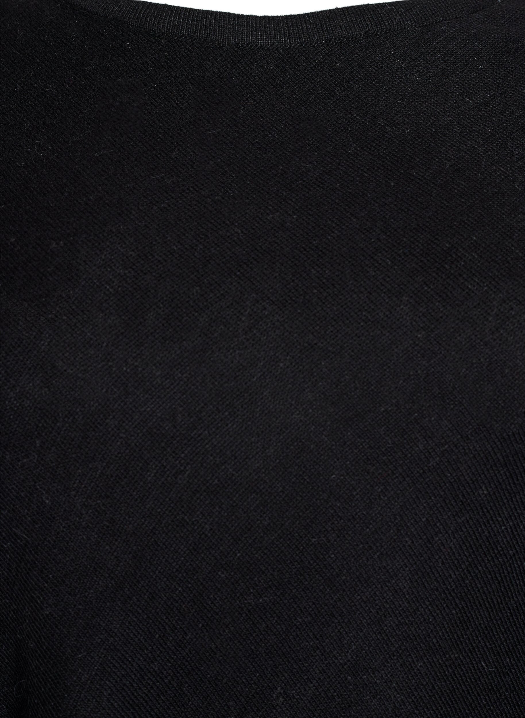 Zizzi Fijngebreide poncho, Zwart, Packshot image number 2