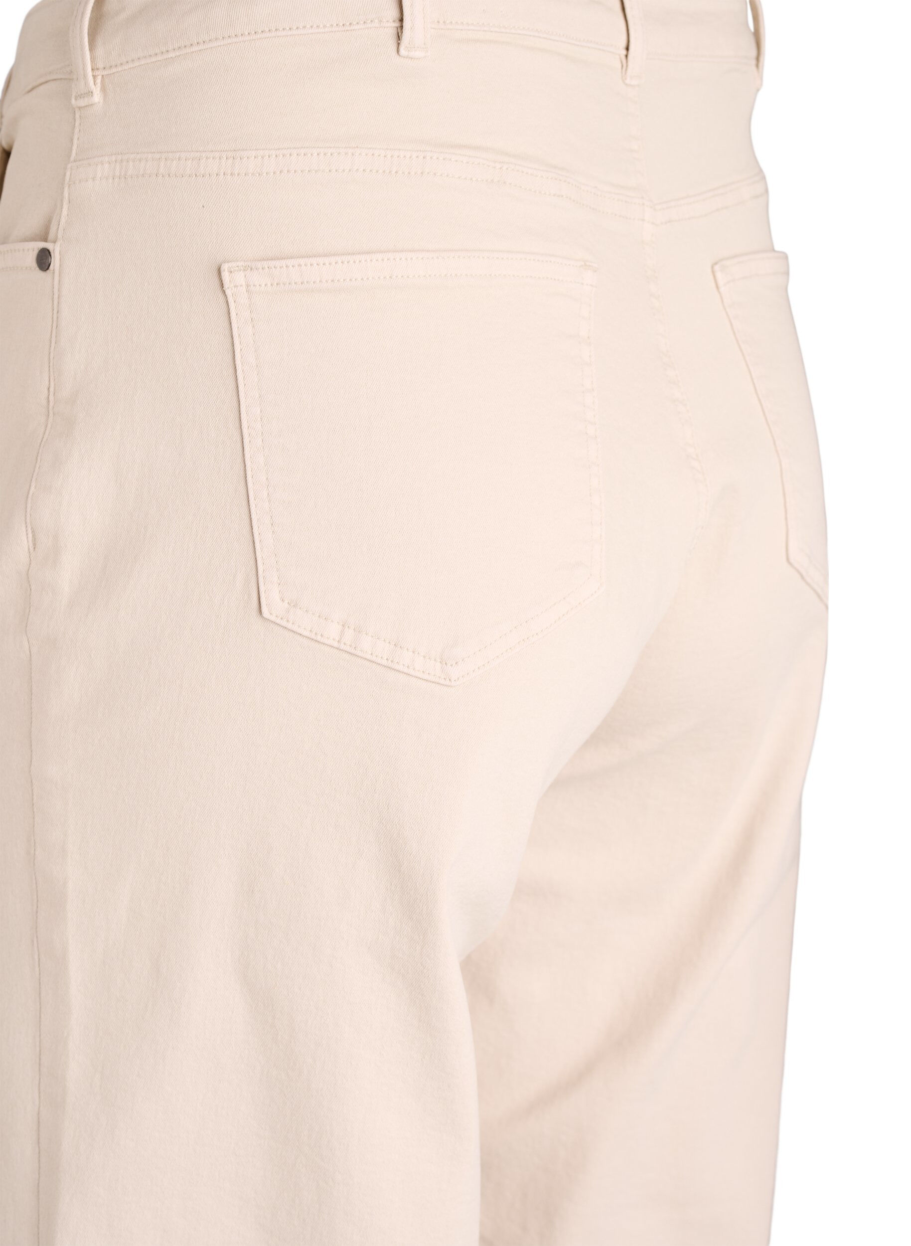 Zizzi Gekleurde Myra jeans met wide fit en high waist, Vanille, Packshot image number 3