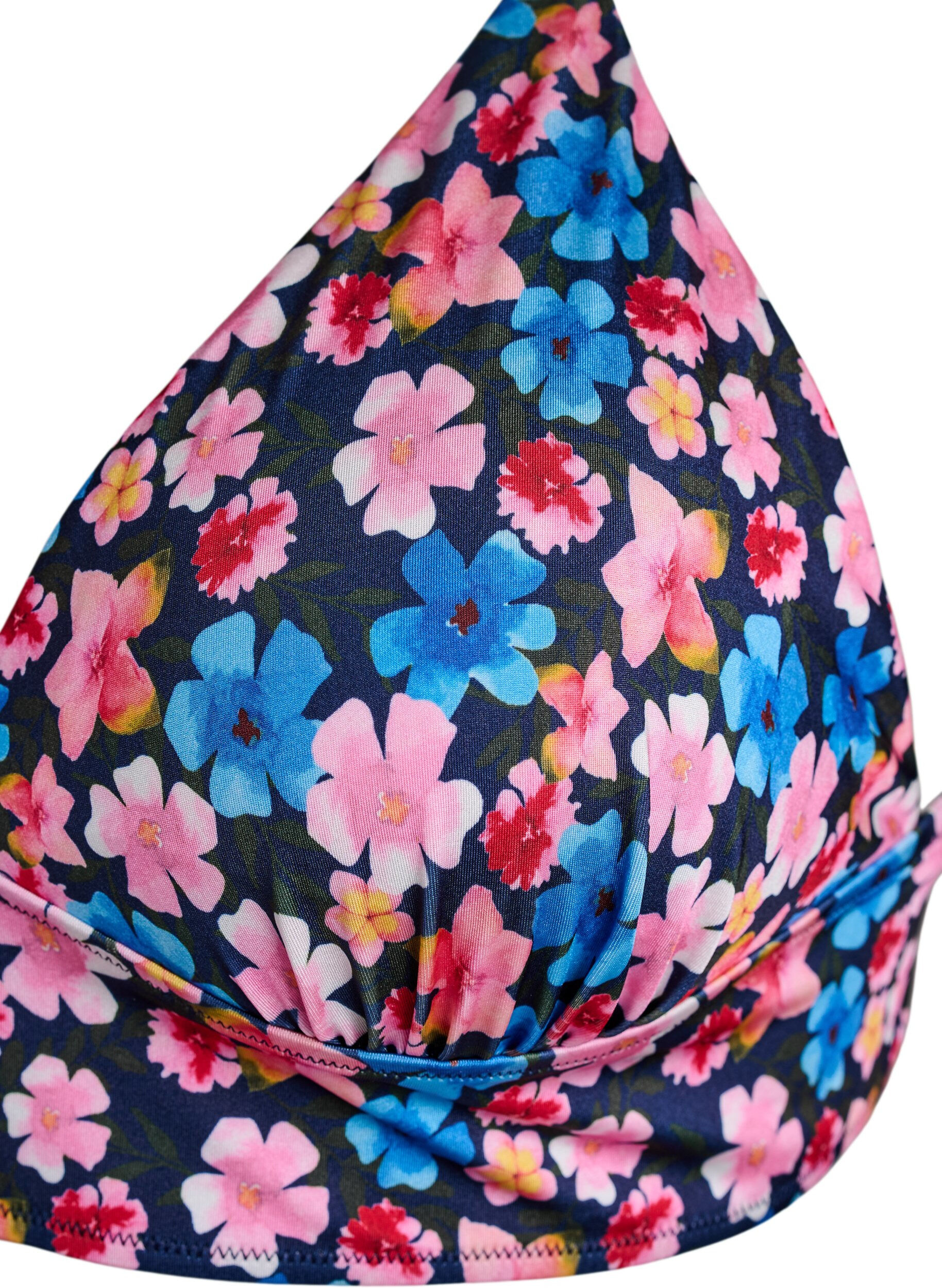 Zizzi Bloemenbikini top met striksluiting aan de achterkant, Rood, Packshot image number 2